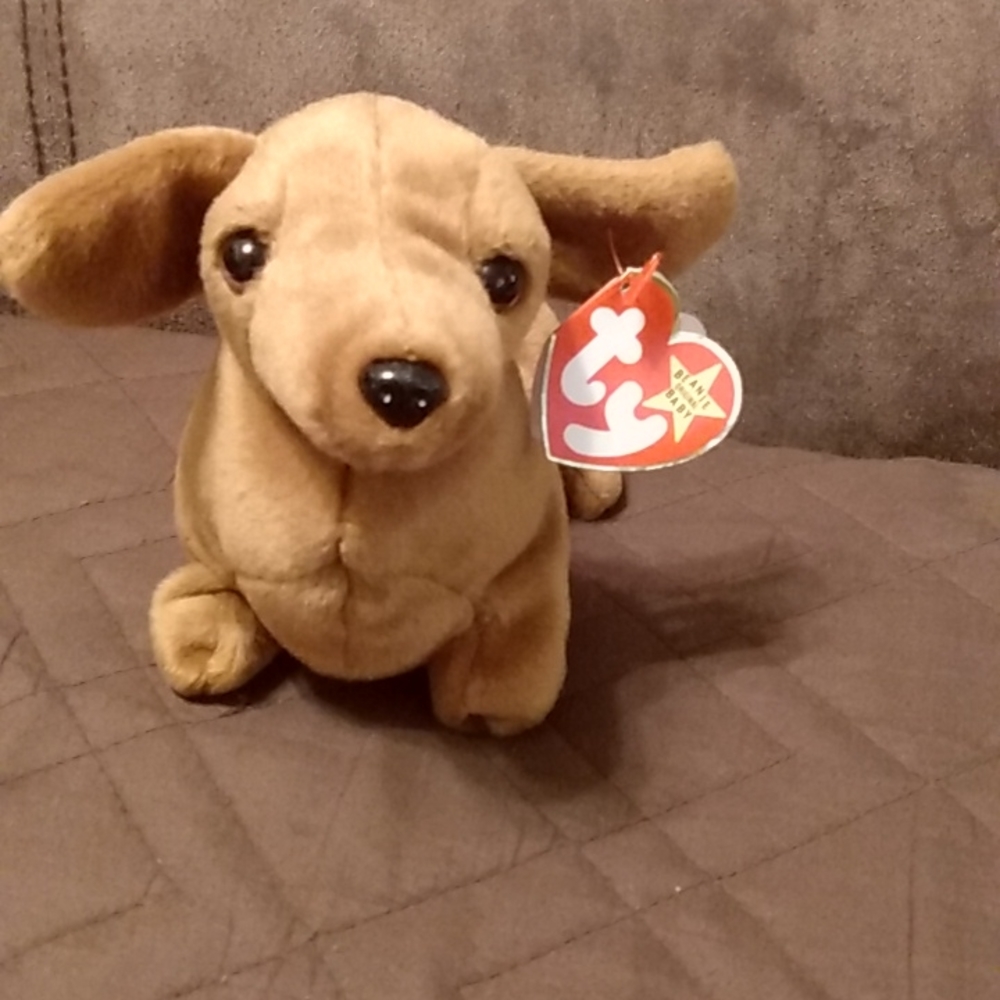 RARE! Weenie dog beanie baby made with pvc pellets. Mint condition